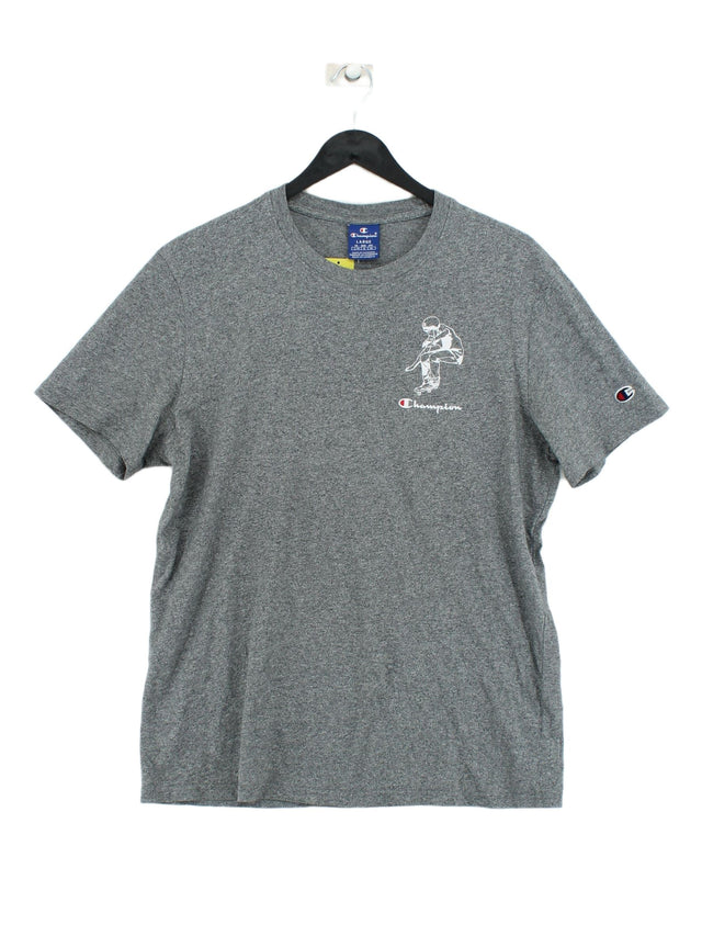 Champion Men's T-Shirt L Grey 100% Cotton