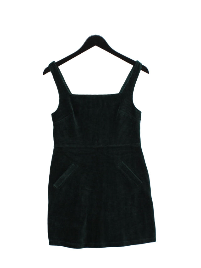 Topshop Women's Midi Dress UK 10 Green Cotton with Elastane, Polyester