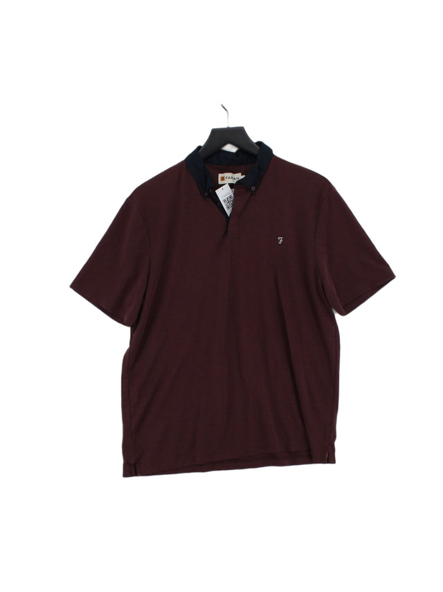 Farah Men's Polo L Brown Cotton with Polyester