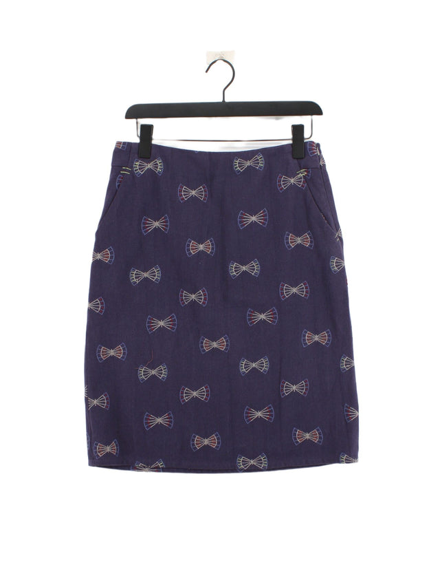 White Stuff Women's Midi Skirt UK 8 Purple Cotton with Polyester, Viscose