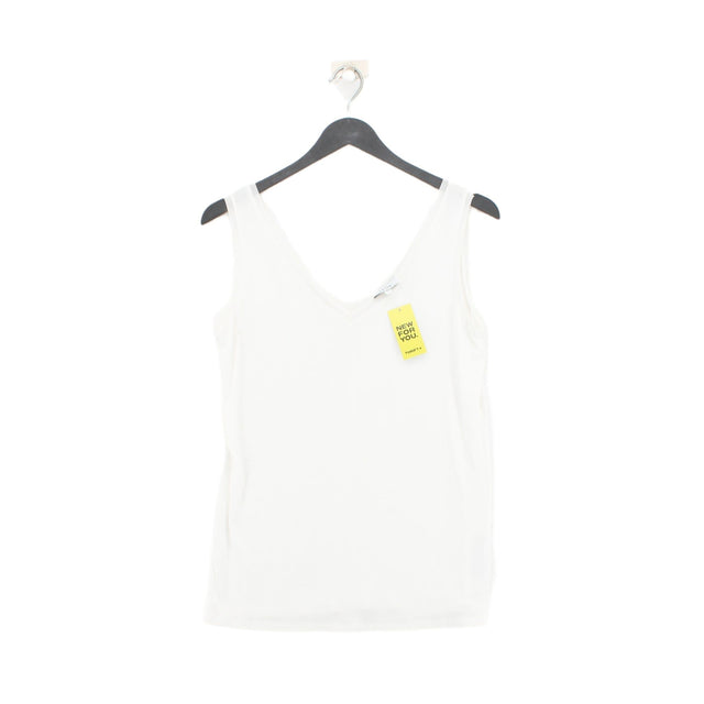 Reiss Women's T-Shirt M White Viscose with Elastane