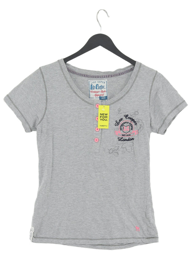 Lee Cooper Women's T-Shirt UK 10 Grey Cotton with Polyester