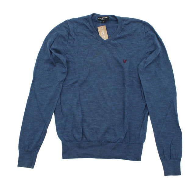 Lyle & Scott Men's Jumper S Blue 100% Wool