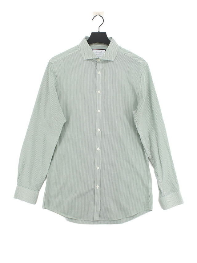 Charles Tyrwhitt Men's Shirt Chest: 39 in Green 100% Cotton