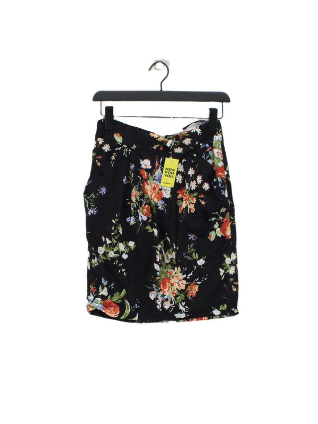 Topshop Women's Midi Skirt UK 10 Black 100% Cotton