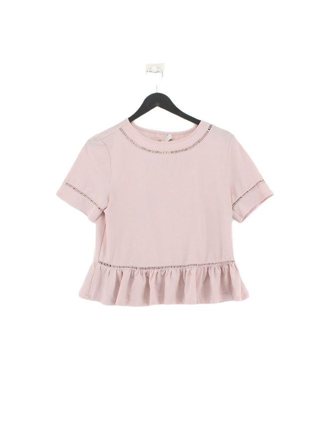 Pull&Bear Women's Top M Pink Polyester with Elastane