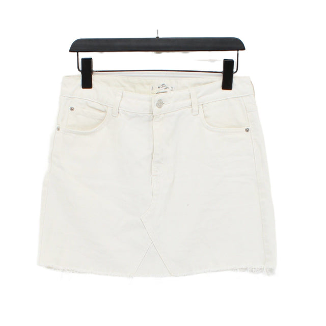 Mango Women's Midi Skirt M White 100% Cotton