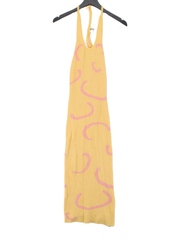 INTERDEE Women's Midi Dress S Yellow 100% Viscose