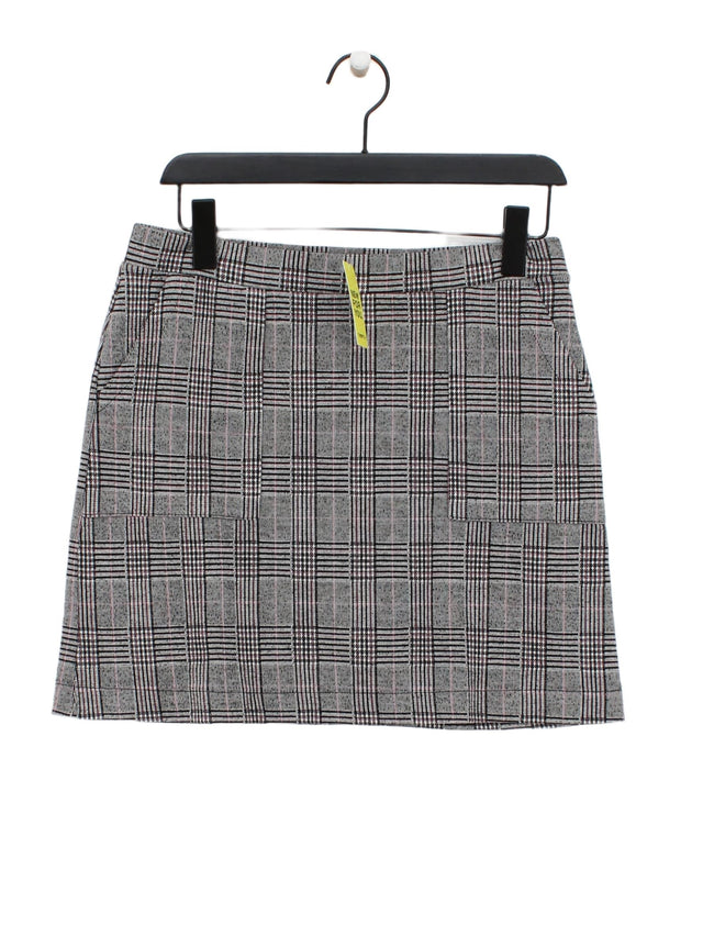 Next Women's Midi Skirt UK 10 Grey Polyester with Cotton, Elastane, Viscose