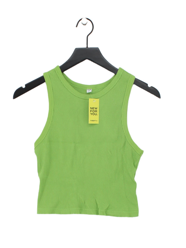 Uniqlo Women's Top M Green Cotton with Elastane, Polyester