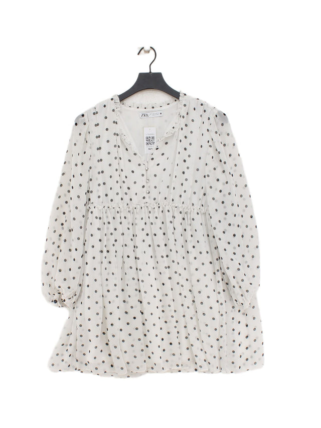 Zara Women's Midi Dress S White 100% Polyester
