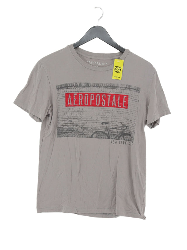 Aeropostale Men's T-Shirt S Grey 100% Cotton