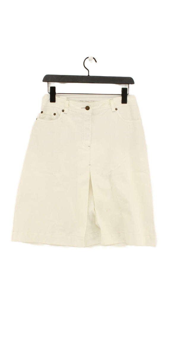 Boden Women's Midi Skirt UK 12 White Cotton with Elastane