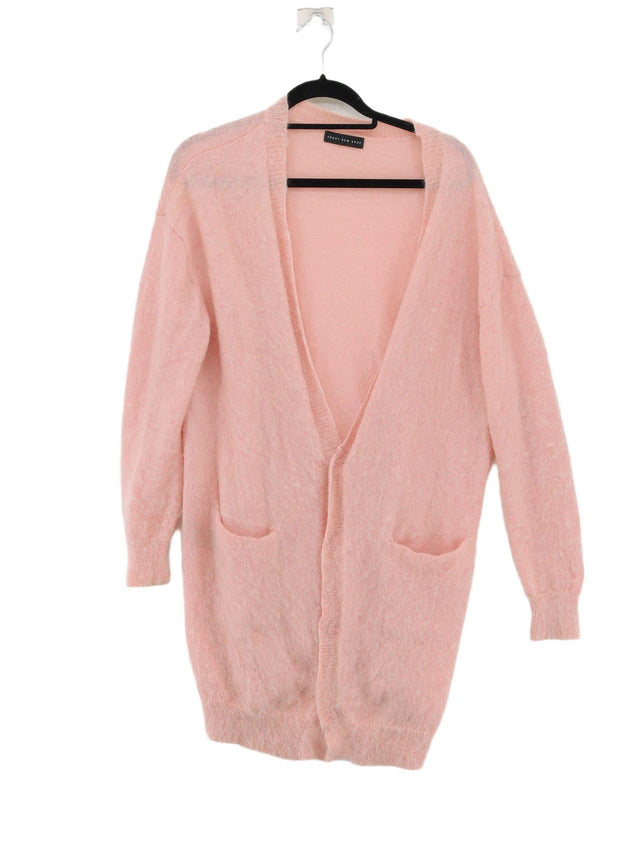 Front Row Shop Women's Cardigan L Pink Wool with Mohair, Nylon