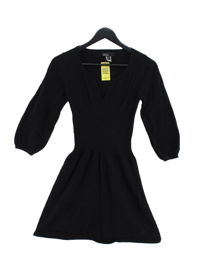 MNG Women's Midi Dress M Black Cotton with Polyamide