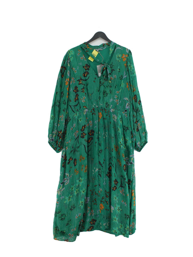 Oliver Bonas Women's Maxi Dress UK 16 Green Viscose with Other