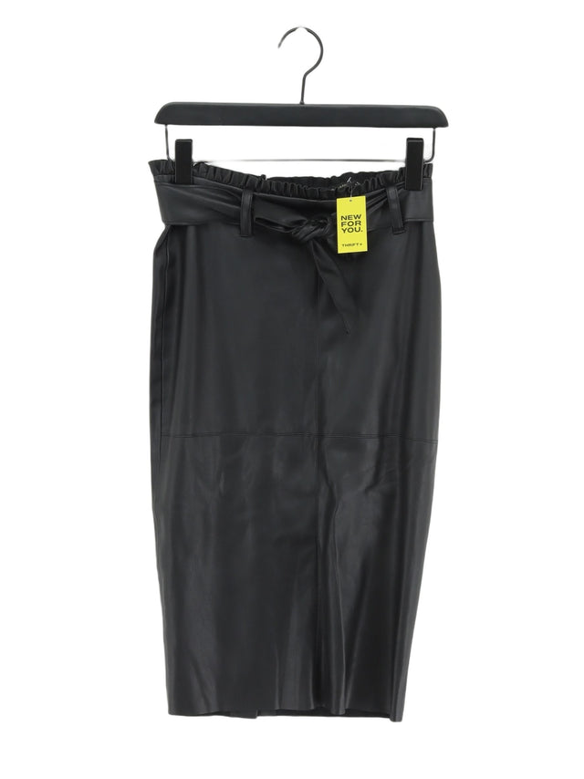 Zara Basic Women's Midi Skirt S Black 100% Polyester