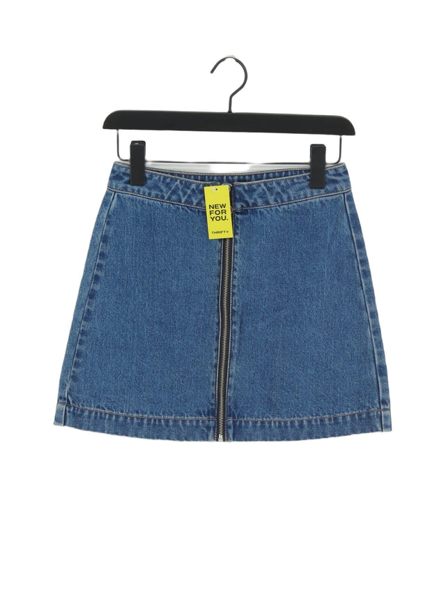 Pull&Bear Women's Mini Skirt UK 8 Blue 100% Cotton