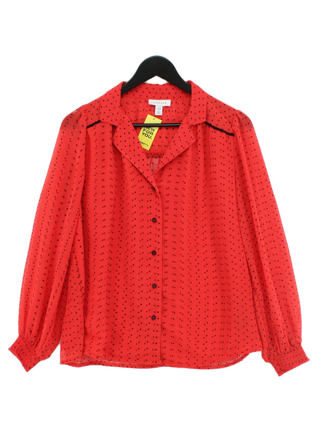 Topshop Women's Blouse UK 10 Red Polyester with Nylon