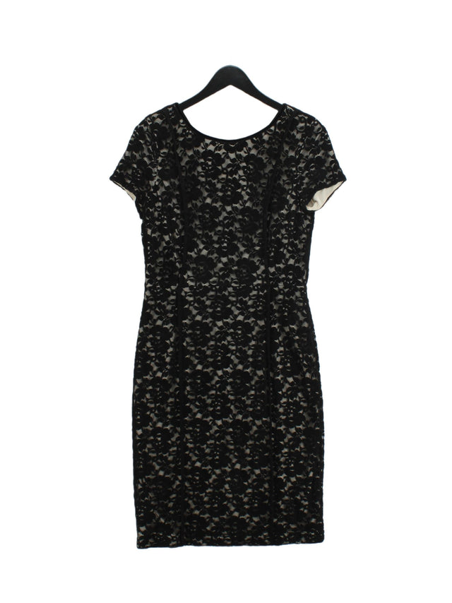 Laura Ashley Women's Midi Dress UK 10 Black Viscose with Elastane, Polyamide