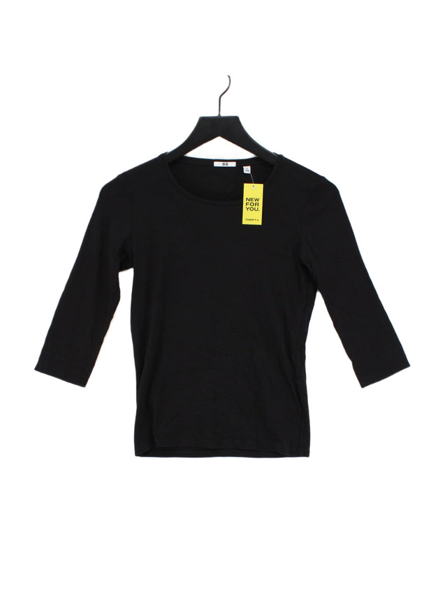 Uniqlo Women's T-Shirt M Black Cotton with Elastane