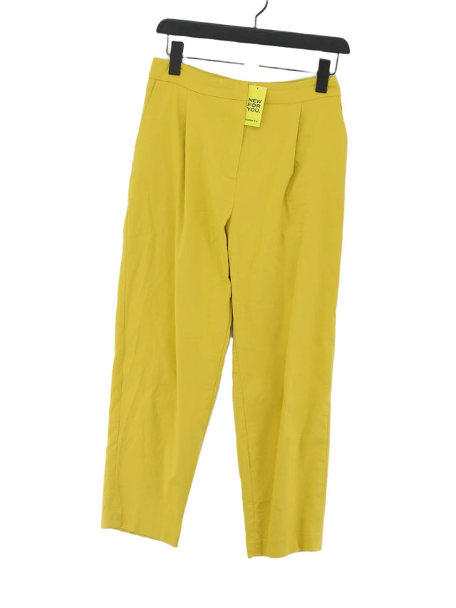 Finery Women's Suit Trousers UK 10 Yellow Cotton with Elastane, Nylon, Polyester