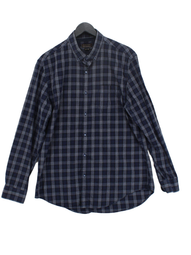 Zara Men's Shirt XL Blue 100% Cotton