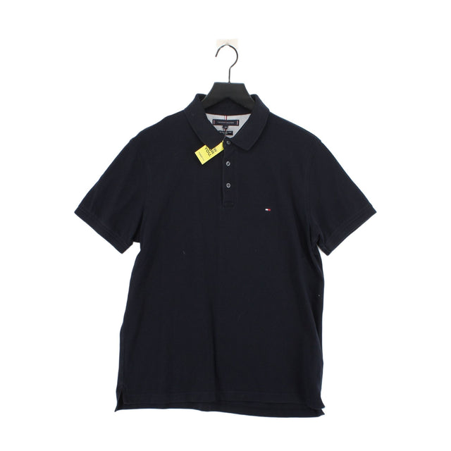 Tommy Hilfiger Men's Polo XL Blue Cotton with Elastane