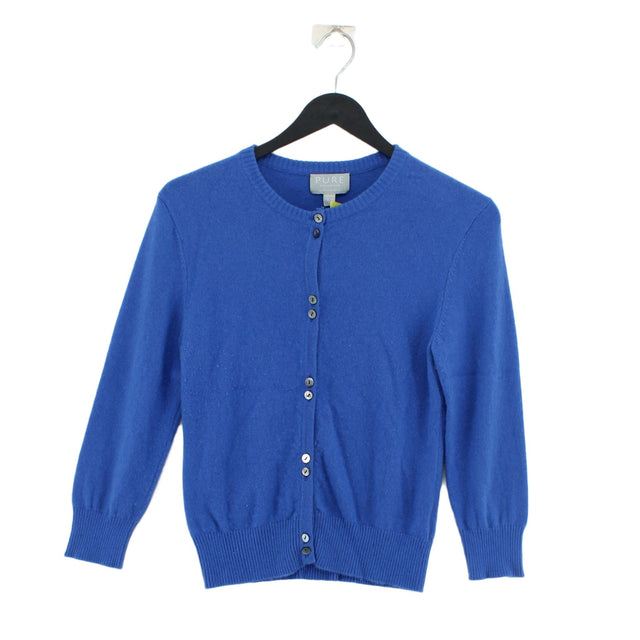 Pure Collection Women's Cardigan UK 10 Blue 100% Cashmere