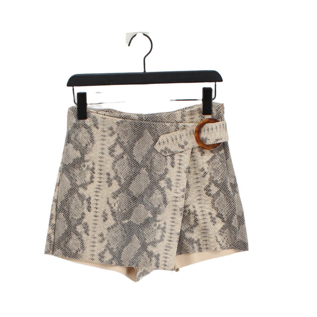Zara Women's Midi Skirt S Tan Polyester with Elastane