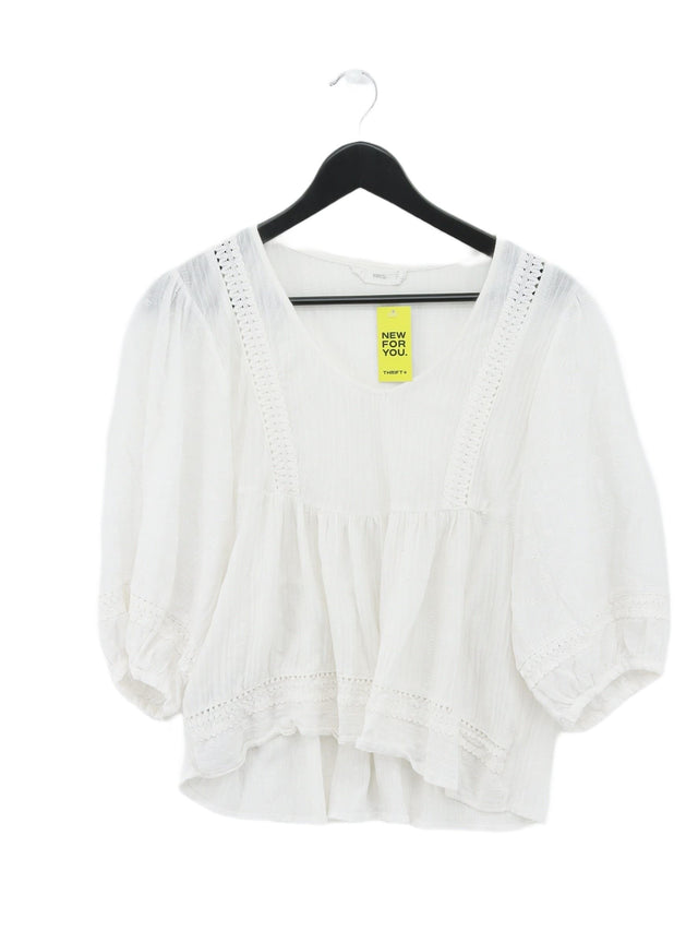 MNG Women's Blouse S White Cotton with Polyester