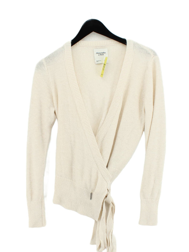 Abercrombie & Fitch Women's Cardigan S Cream Cotton with Acrylic