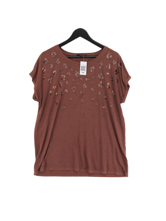 Next Women's T-Shirt UK 18 Brown Cotton with Polyester