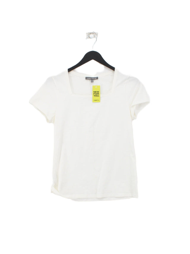 Laura Ashley Women's T-Shirt UK 10 White Cotton with Elastane
