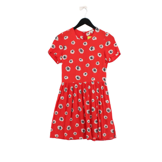 River Island Women's Midi Dress UK 10 Red 100% Viscose