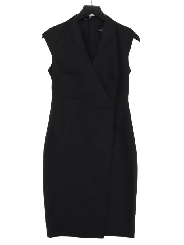 Next Women's Midi Dress UK 8 Black Polyester with Elastane, Viscose