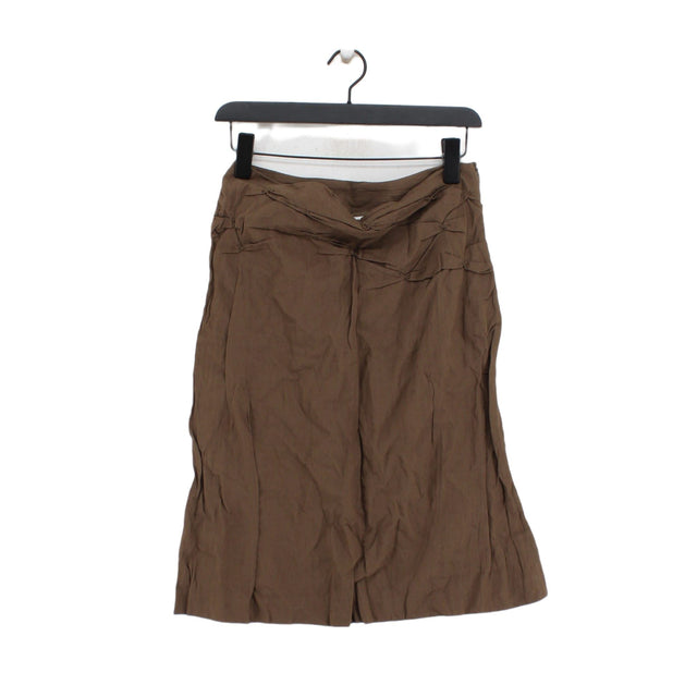 Nicole Farhi Women's Midi Skirt UK 10 Brown Cotton with Other, Polyamide