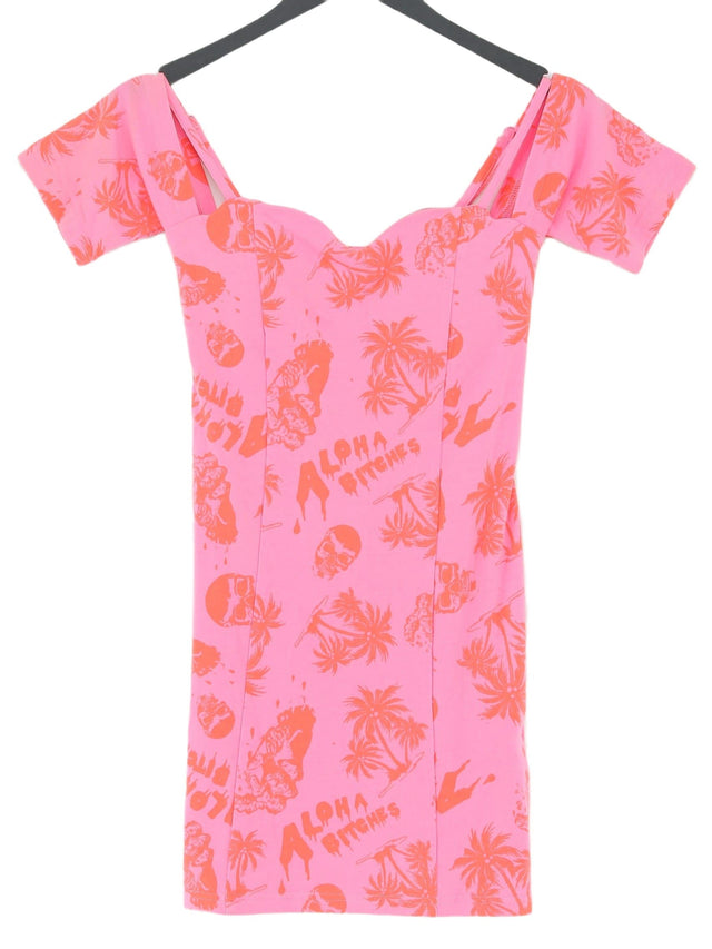 Iron Fist Women's Mini Dress S Pink Cotton with Elastane