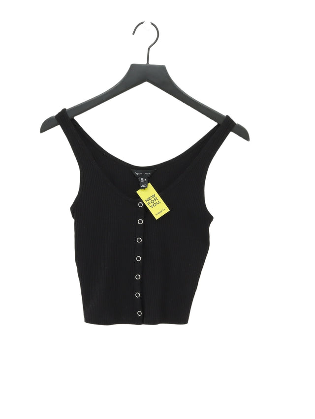 New Look Women's Top UK 8 Black Polyester with Cotton, Elastane