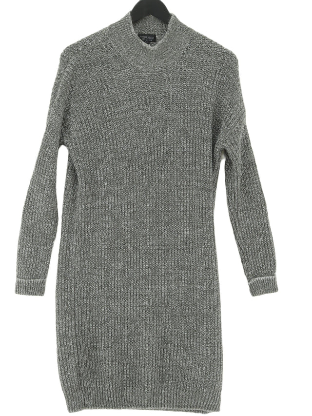 Topshop Women's Midi Dress UK 10 Grey Acrylic with Polyamide