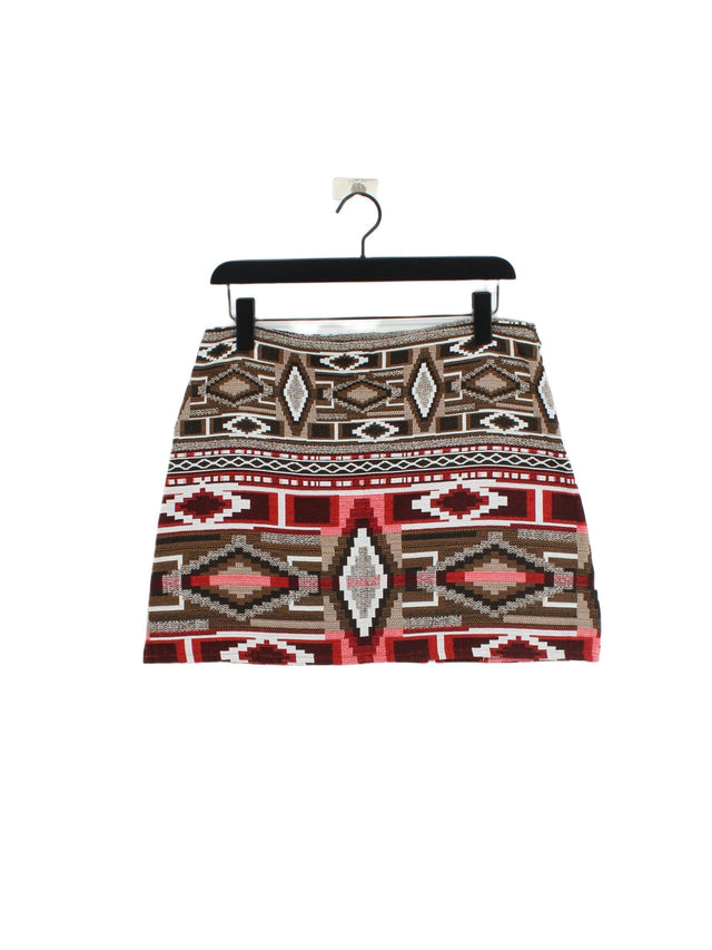 Zara Women's Midi Skirt M Multi Cotton with Acrylic, Polyester