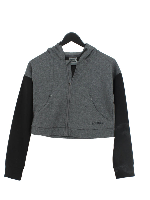 Gymshark Women's Hoodie XS Grey Polyester with Cotton, Elastane, Viscose