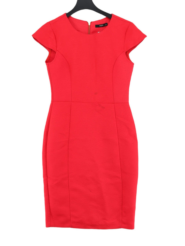 Oasis Women's Midi Dress UK 10 Red 100% Polyester