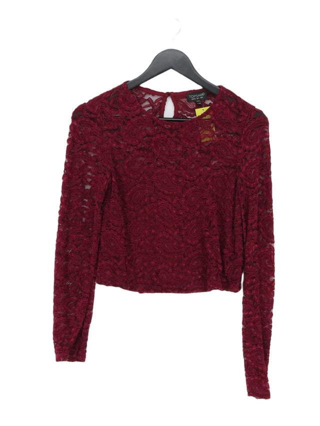 Topshop Women's Top UK 8 Red 100% Other