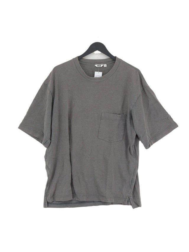 Uniqlo Men's T-Shirt L Grey 100% Cotton