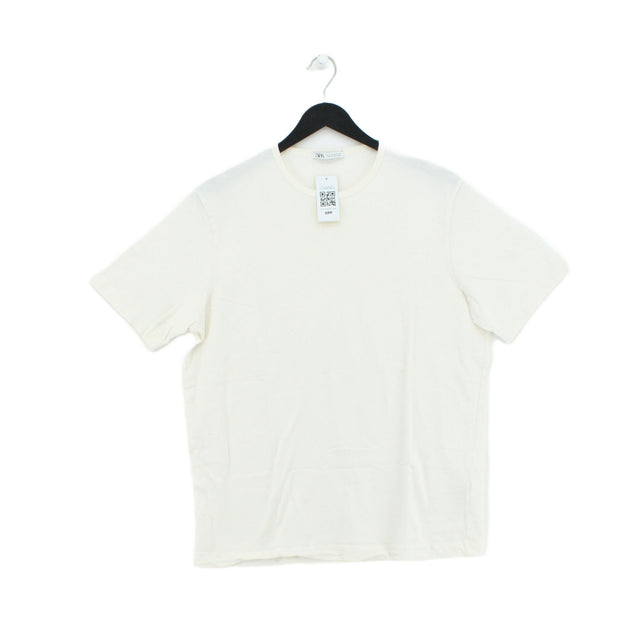 Zara Women's T-Shirt M White 100% Cotton