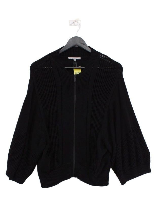 Oliver Bonas Women's Cardigan UK 12 Black Cotton with Polyamide