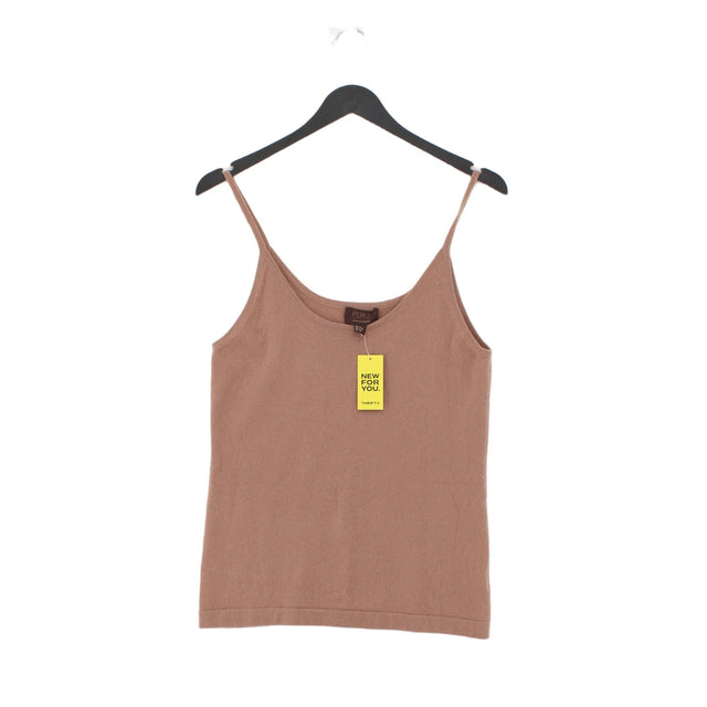 Pure Women's T-Shirt UK 14 Brown 100% Cashmere