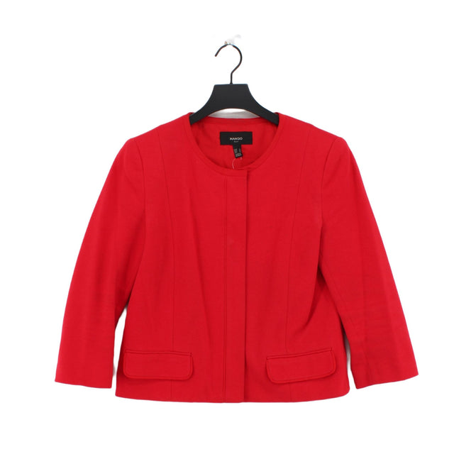 Mango Women's Blazer L Red Cotton with Polyester