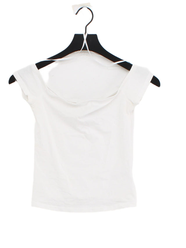 Weekday Women's T-Shirt XS White Cotton with Elastane